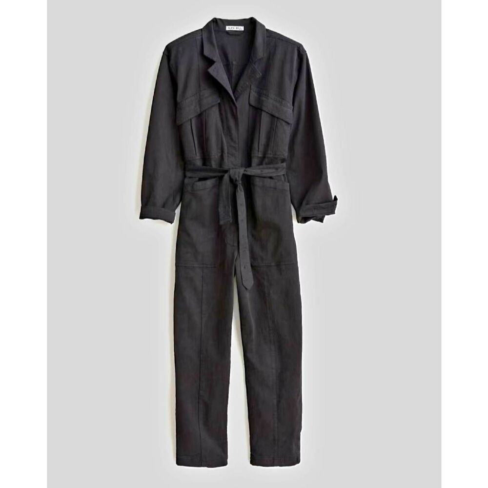 Alex Mill Jumpsuit Black Women's XS Expedition Washed Twill Cotton Blend